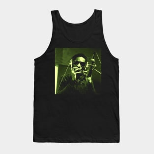 Stevie Wonder Harmonica Light Green Tank Top